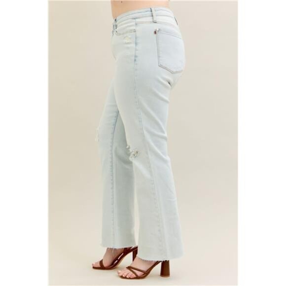 NWT Judy Blue Full Size Destroy & Fray Hem Bootcut Jeans Plus Size - Picture 6 of 7